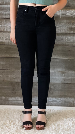 judy blue high waist tummy control classic skinny jeans in black JB88757REG BK