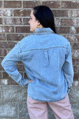 Judy Blue Denim Shirt With Western Styling Embroidery Pockets JB5808REG