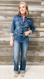 judy blue high waist long sleeve denim jumpsuit JB88719REG MD