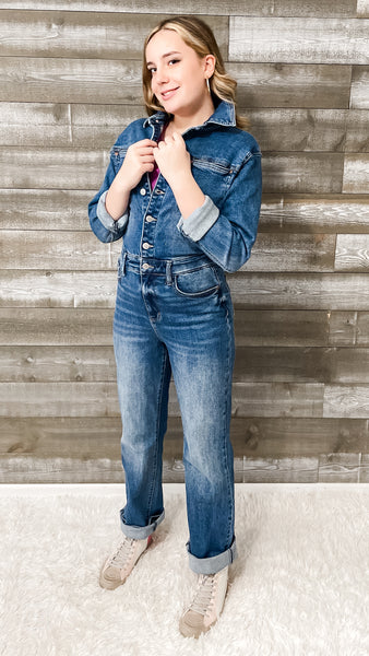 GUESS Long-Sleeve Denim Jumpsuit in Canyon Indigo Wash | Denim fashion,  Denim fashion women, Jumpsuit fashion
