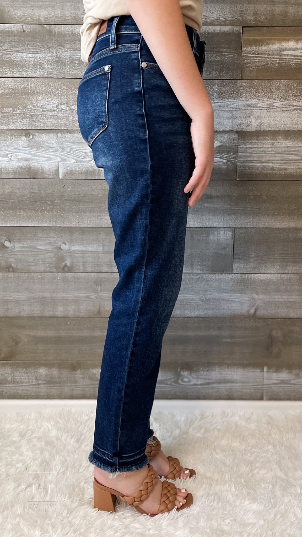 judy blue high waist slim fit dark wash jeans released hem JB88704 DK