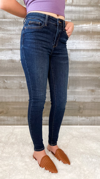 judy blue high-waist skinny jeans with handsanding JB82253REG DK