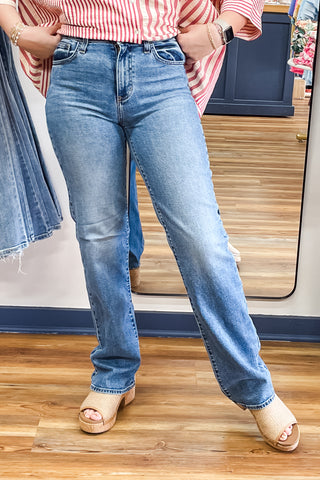 Just Black Denim Longer Length Straight Leg Dark Wash Jeans High Rise BP472J