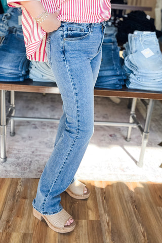 Just Black Denim Longer Length Straight Leg Dark Wash Jeans High Rise BP472J