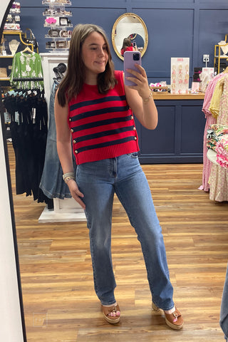 Just Black Denim Longer Length Straight Leg Dark Wash Jeans High Rise BP472J mirror selfie