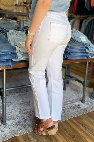 Just Black Denim Optic White Straight Leg Mid Rise Jeans BP495J