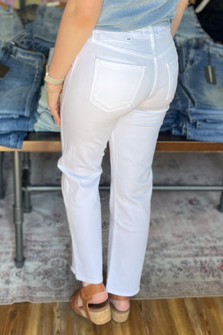 Just Black Denim Optic White Straight Leg Mid Rise Jeans BP495J