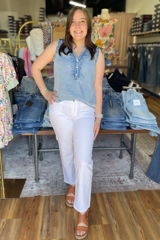Just Black Denim Optic White Straight Leg Mid Rise Jeans BP495J