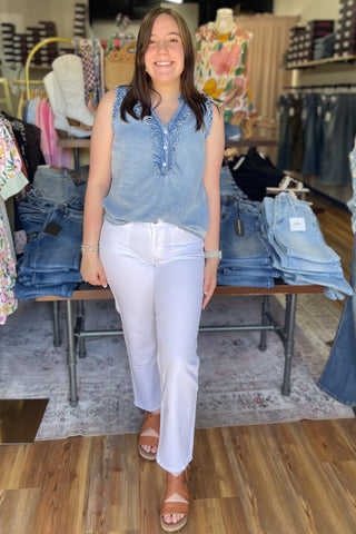 Just Black Denim Optic White Straight Leg Mid Rise Jeans BP495J