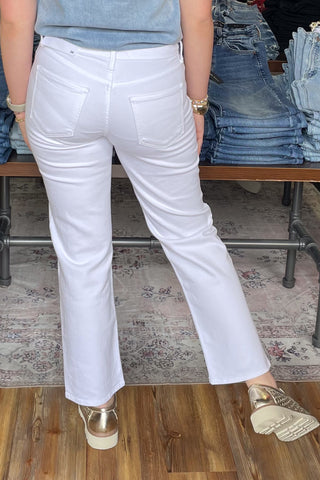 Just Black Denim Optic White Straight Leg Mid Rise Jeans BP495J