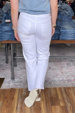 Just Black Denim Optic White Straight Leg Mid Rise Jeans BP495J