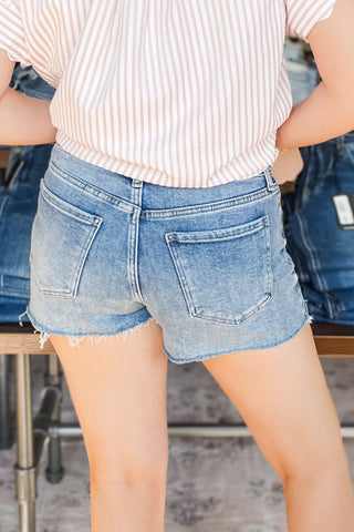 Just USA Micro Stretch Cut Off Shorts Medium Wash Denim JH360