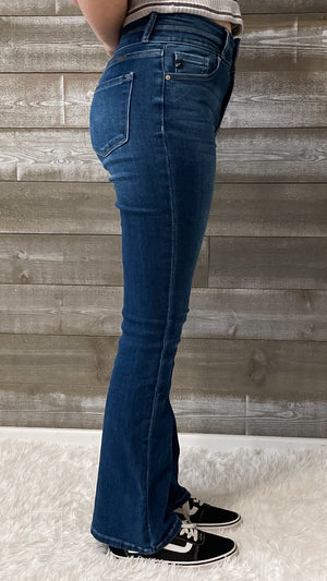 kancan petite high rise skinny bootcut jeans medium wash BM9242HYM-PT