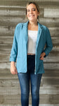 kori america turquoise crepe lightweight blazer B7252