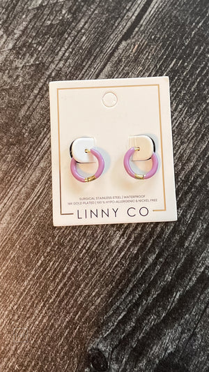 linny co scarlett 10mm huggie earrings surgical grade stainless steel purple