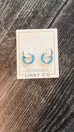 linny co scarlett 10mm huggie earrings surgical grade stainless steel blue