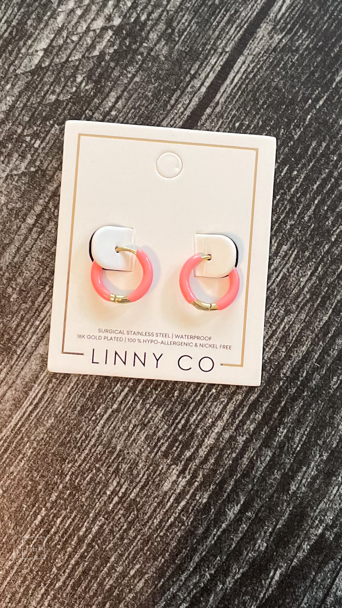 linny co scarlett 10mm huggie earrings surgical grade stainless steel pink