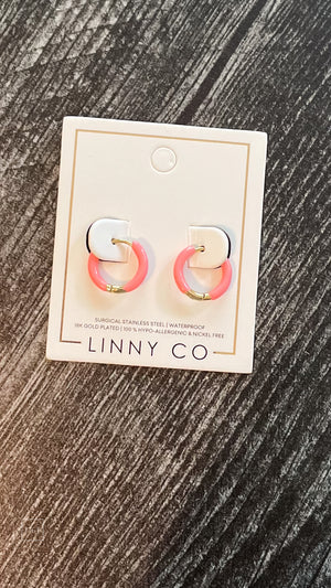 linny co scarlett 10mm huggie earrings surgical grade stainless steel pink