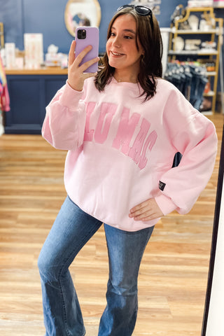 Lulu Mac Pink Monochrome Embroidered Lettering Sweatshirt
