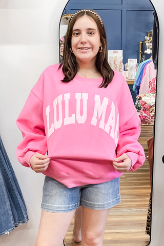 Lulu Mac Light Pink Puff Lettering on Pink Sweatshirt