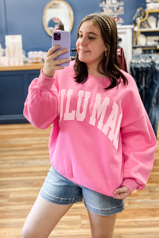 Lulu Mac Light Pink Puff Lettering on Pink Sweatshirt