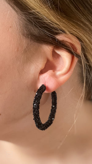 mary kathryn design medium glitter hoop earrings 45mm in black