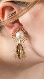 mary kathryn design gold metallic starburst tassel earrings