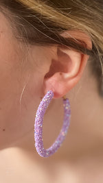 mary kathryn design large glitter hoop earrings 55mm in lavender