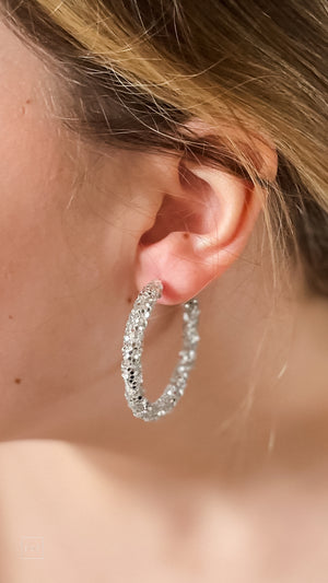 mary kathryn design medium glitter hoop earrings 45mm in silver
