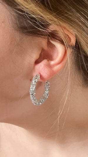 mary kathryn design small glitter hoop earrings in silver