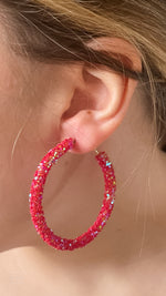mary kathryn design large glitter hoop earrings 55mm in watermelon