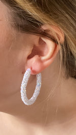 mary kathryn design medium glitter hoop earrings 45mm in white