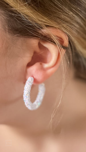 mary kathryn design small glitter hoop earrings in white