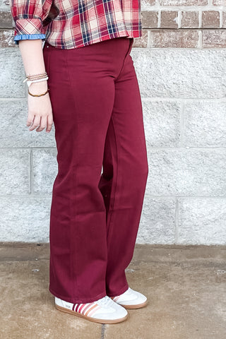 Mica Denim High Rise Wide Leg Deep Burgundy Jeans MDP-W3602BU
