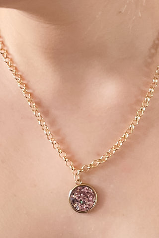 mary kathryn design disco glitter necklace with gold rolo chain and glitter pendant