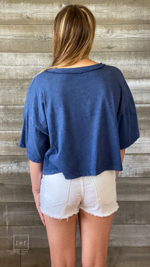 rae mode mineral washed oversized cropped tee T9791 cobalt free people dupe