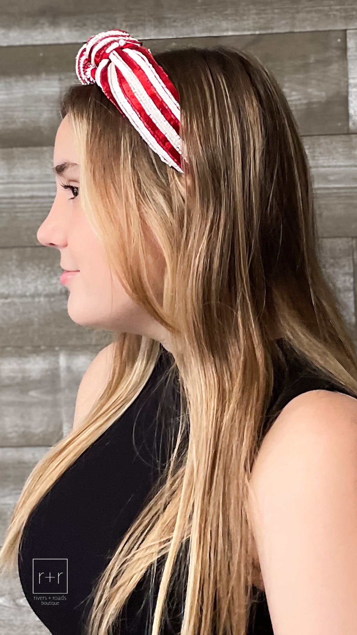 red and white sequin gameday fashion headband