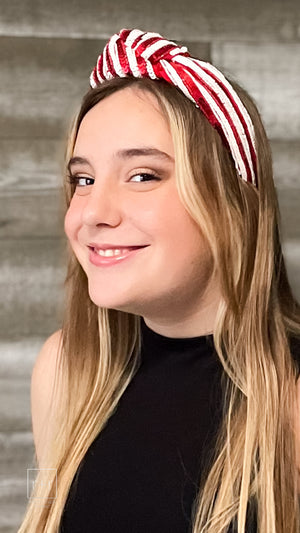 red and white sequin gameday fashion headband