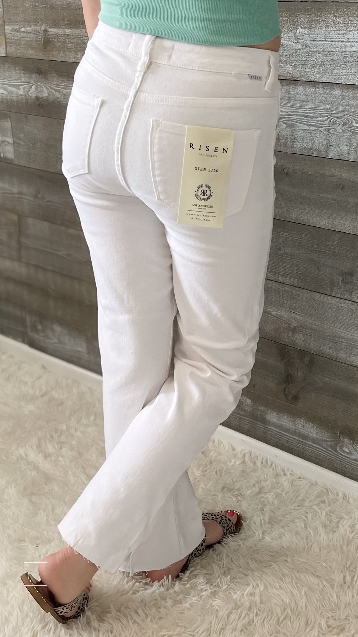 risen tummy control high rise straight leg white jeans RDP5507