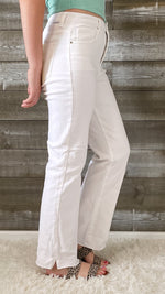 risen tummy control high rise straight leg white jeans RDP5507