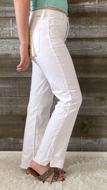 risen tummy control high rise straight leg white jeans RDP5507