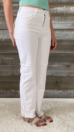 risen tummy control high rise straight leg white jeans RDP5507