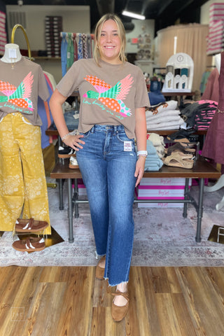 Risen Tummy Control High Rise Ankle Wide Leg Jeans