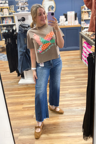 Risen Tummy Control High Rise Ankle Wide Leg Jeans