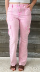 risen high rise straight leg cargo jeans acid wash pink RDP5642