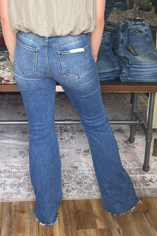 Risen Jeans High Rise Dark Wash Flare Denim PF21438 back view
