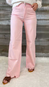 risen jeans | hi-rise wide leg jeans in light pink RDP5383