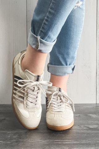 Shu Shop Stevie Casual Sneaker Mixed Metallics Stripes Beige