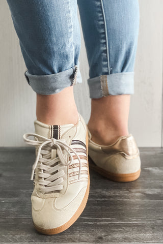 Shu Shop Stevie Casual Sneaker Mixed Metallics Stripes Beige