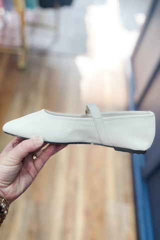 Shu Shop Annabelle Bone Ballet Flat Mary Jane with Square Toe